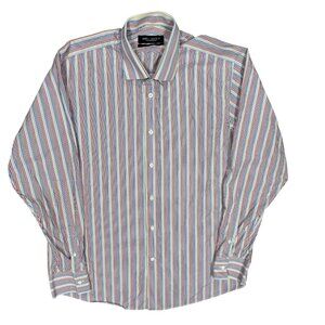 Spier & Mackay Contemporary Multicolor Striped Dress Shirt Cotton 43 17 XL